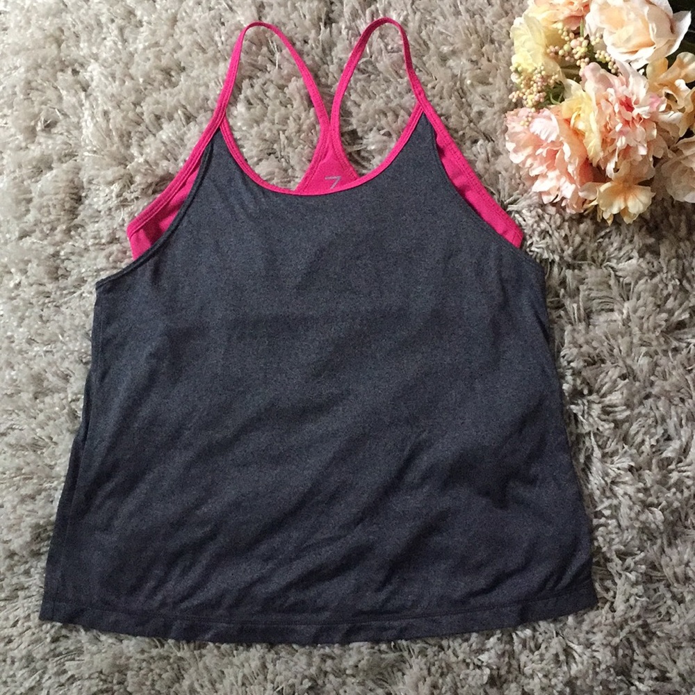 Gray and pink work out tank